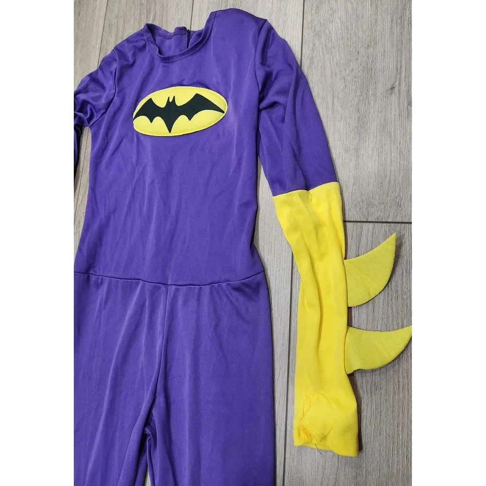 DC Super Hero Girls Batgirl Costume Purple Yellow Jumpsuit Kids M 8-10 Halloween